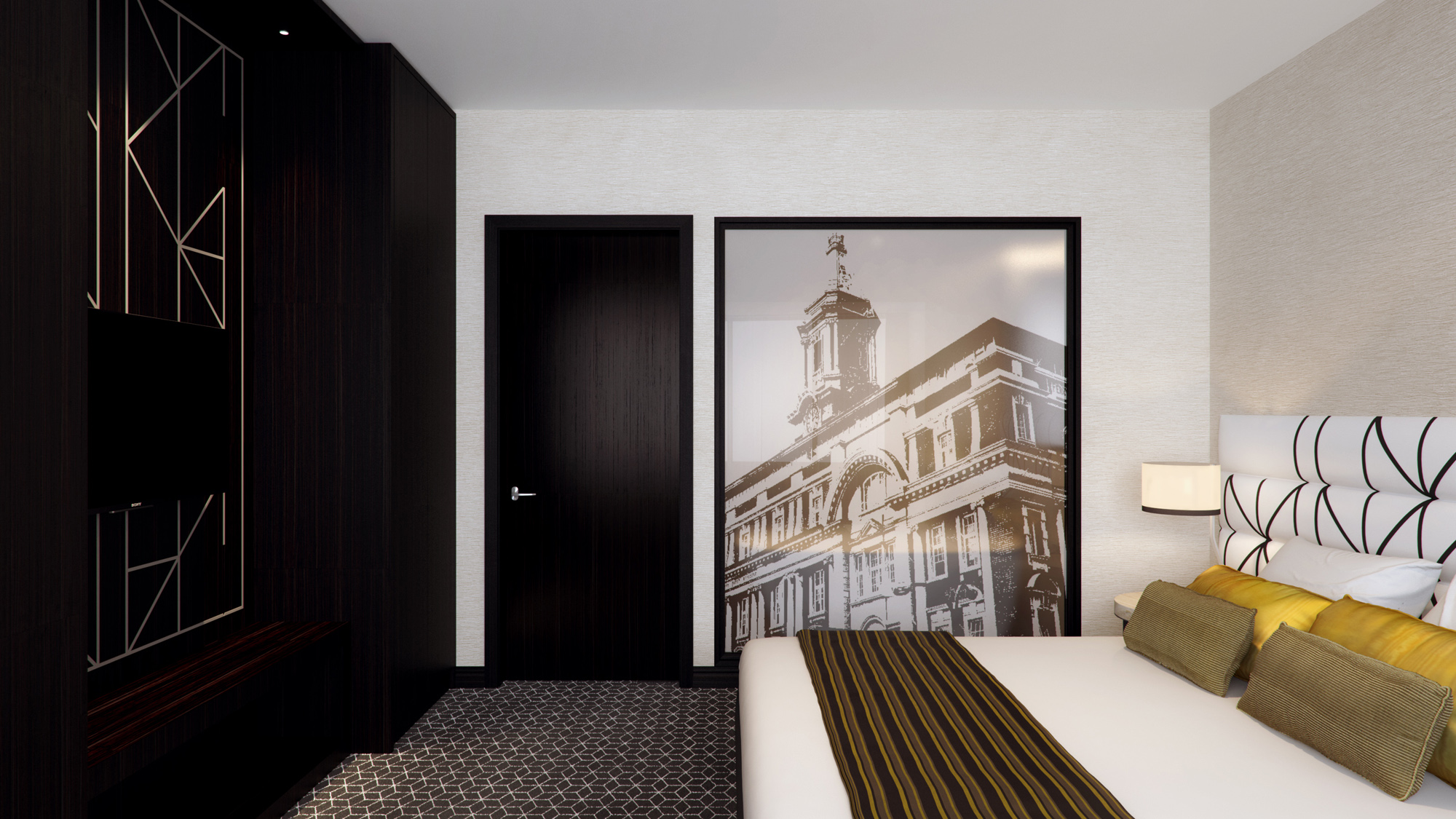 Mercure Bedroom 3D Render